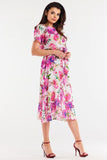 Elegant Chiffon Dress with Adjustable Waist and Flared Hem