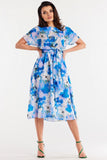 Chiffon Dress with Elastic Waist and Adjustable Belt