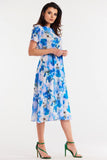 Chiffon Dress with Elastic Waist and Adjustable Belt
