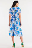 Chiffon Dress with Elastic Waist and Adjustable Belt