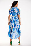 Asymmetrical Chiffon Dress with Ruffle and Split Sleeves
