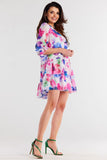 Chiffon Dress with Ruffled Sleeves and Hem Details