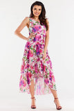 Asymmetrical Chiffon Dress with Ruffled Hem and Back Detail