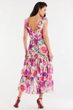 Asymmetrical Chiffon Dress with Ruffled Hem and Back Detail