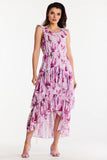 Asymmetrical Chiffon Dress with Ruffle Details