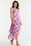 Asymmetrical Chiffon Dress with Ruffle Details
