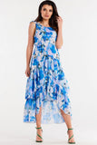 Asymmetrical Chiffon Dress with Ruffled Hem and Back Detail