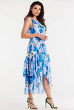 Asymmetrical Chiffon Dress with Ruffled Hem and Back Detail