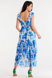 Asymmetrical Chiffon Dress with Ruffled Hem and Back Detail
