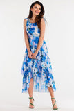 Asymmetrical Chiffon Dress with Ruffled Hem and Back Detail