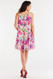 Flared Chiffon Dress with Ruffle Hem and Tied Straps