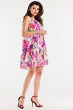 Flared Chiffon Dress with Ruffle Hem and Tied Straps