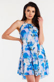 Flared Chiffon Dress with Ruffle Hem and Tied Straps
