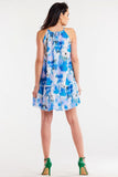 Flared Chiffon Dress with Ruffle Hem and Tied Straps