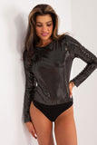Elegant Long Sleeve Shiny Polyester Bodysuit for All Occasions