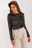 Elegant Long Sleeve Shiny Polyester Bodysuit for All Occasions