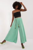 High-Waisted Viscose Pants with Wide Legs and Tie Belt