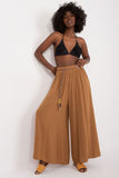 High-Waisted Viscose Wide-Leg Pants with Tie Belt