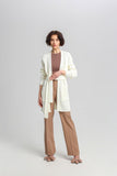 Ribbed Long Cardigan with Pockets and Tie Belt