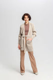 Ribbed Long Cardigan with Pockets and Tie Belt