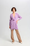 Long Sleeve Cardigan with Pockets and Tie Belt - Ribbed Weave