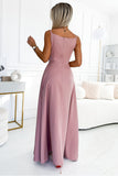 Elegant Dirty Pink Maxi Dress with Straps and Slit