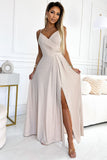 Elegant Glittering Strapless Maxi Dress with Slit