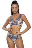 Classic Beige Mesh Women's Briefs with Lace Inserts & Bow