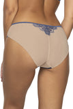 Classic Beige Mesh Women's Briefs with Lace Inserts & Bow