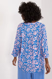 Colorful Decorative Button Blouse with 3/4 Sleeves