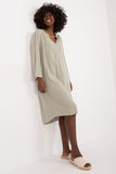 Everyday Oversized V-Neck Dress with Hidden Pockets
