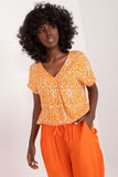Vibrant Everyday Blouse with V-Neck and Short Sleeves
