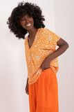 Vibrant Everyday Blouse with V-Neck and Short Sleeves