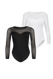 Elegant Women's Long Sleeve Bodysuit with Mesh Detail