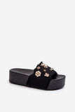 Chunky Platform Women's Sandals with Cute Badges