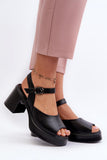 Stylish Women's Leather Sandals with Adjustable Buckle