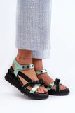 Chic Platform Wedge Sandals with Velcro and Bow Detail