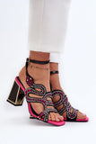 Elegant Embellished Women's Sandals with Block Heel