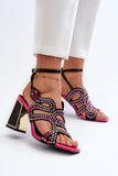 Elegant Embellished Women's Sandals with Block Heel