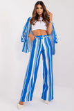 Elegant Wide Leg Striped Trousers with Zip and Button Closure