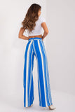 Elegant Wide Leg Striped Trousers with Zip and Button Closure