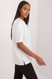 Elegant Cotton Blouse with Decorative Flower Detail
