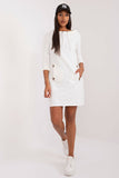 Comfortable Sweatshirt Dress with Pockets and Tie Neckline