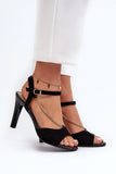 Elegant Faux Suede Stiletto Sandals with Chain Detail