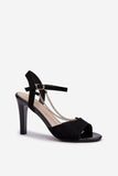 Elegant Faux Suede Stiletto Sandals with Chain Detail