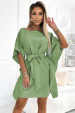 Charming Butterfly Dress with Olive Green Belt