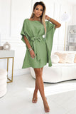 Charming Butterfly Dress with Olive Green Belt