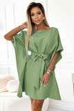 Charming Butterfly Dress with Olive Green Belt