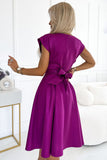 Fuchsia Flared Dress with Elegant Envelope Neckline