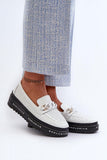 Trendy Women's Leather Loafers with Chain Detail & Comfort Insole